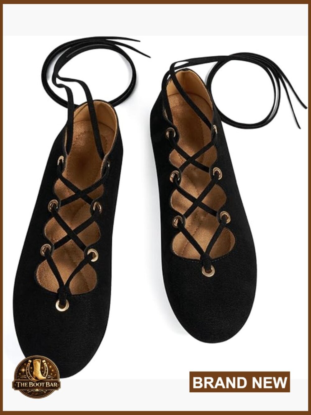 Round Toe Lace Up Ballet Flats Suede Casual Retro Flat Shoes